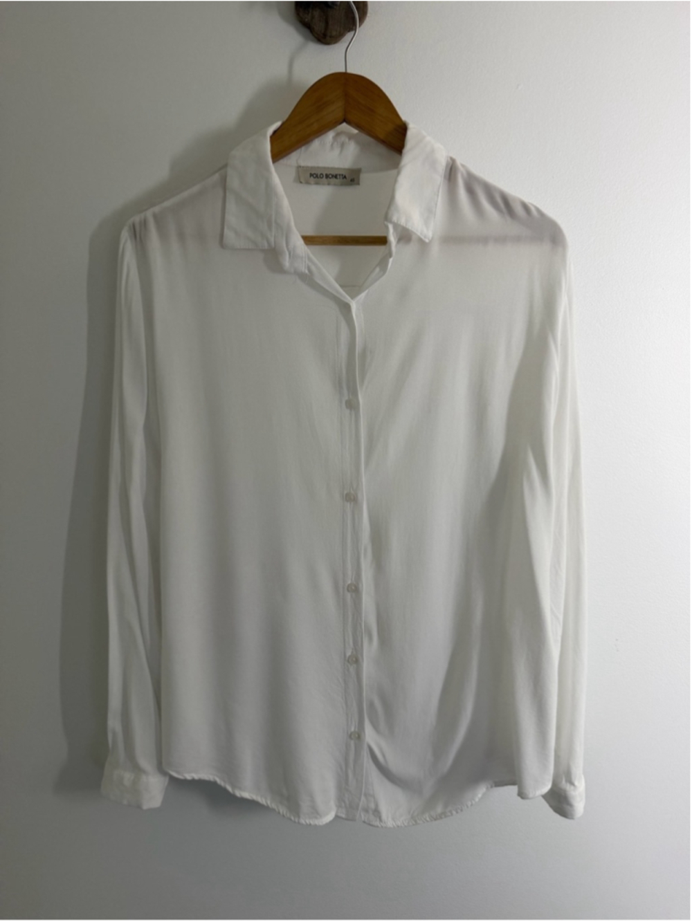 White Viscose Button Down Shirt Relaxed Oversized XL